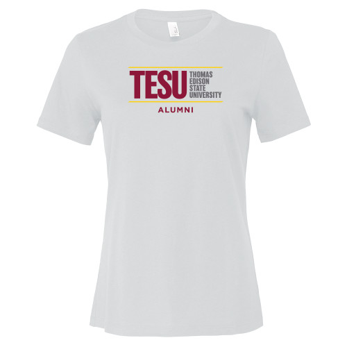  Bella + Canvas Womens White Relaxed Cotton T Shirt - Alumni - Thomas Edison State University
