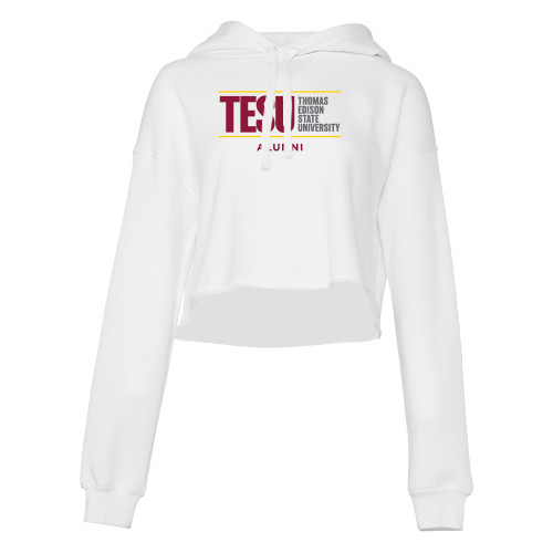  Bella + Canvas Womens White Cropped Fleece Hood - Alumni - Thomas Edison State University