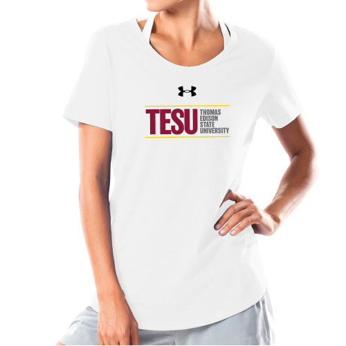  Under Armour Womens White Charged Cotton Tee - UA - Thomas Edison State University