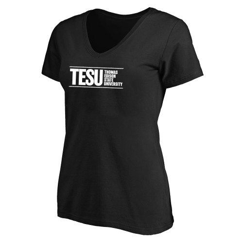  Womens Plus Black V Neck T Shirt - Thomas Edison State University
