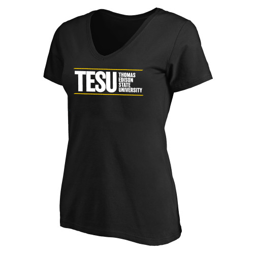  Womens Plus Black V Neck T Shirt - Thomas Edison State University