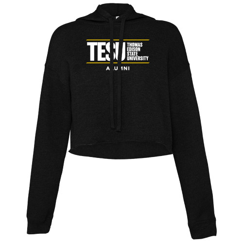  Bella + Canvas Womens Black Cropped Fleece Hood - Alumni - Thomas Edison State University