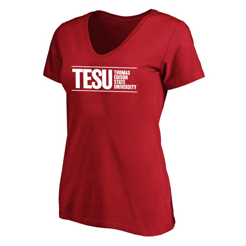  Womens Plus Red V Neck T Shirt - Thomas Edison State University