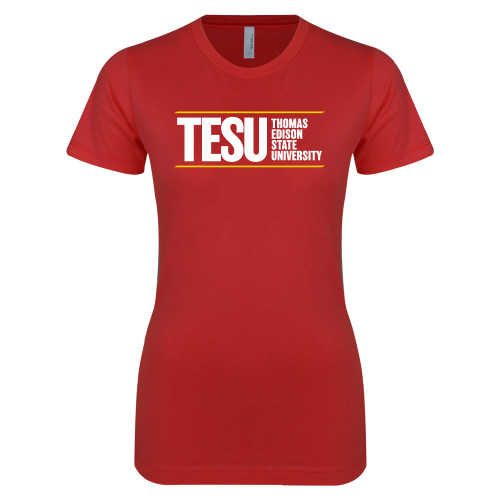  Next Level Womens Red Boyfriend Tee - Thomas Edison State University