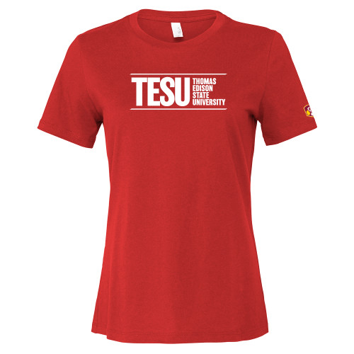  Bella + Canvas Womens Red Relaxed Cotton T Shirt - Thomas Edison State University