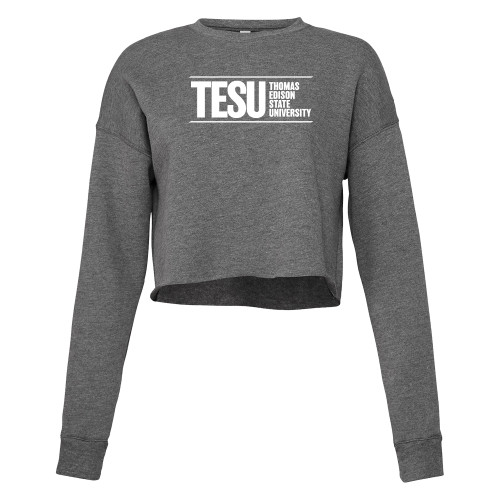  Bella + Canvas Womens Deep Heather Cropped Fleece Crew - Thomas Edison State University