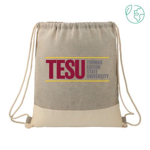  Split Recycled Cotton Grey/Natural Drawstring Bag - Thomas Edison State University