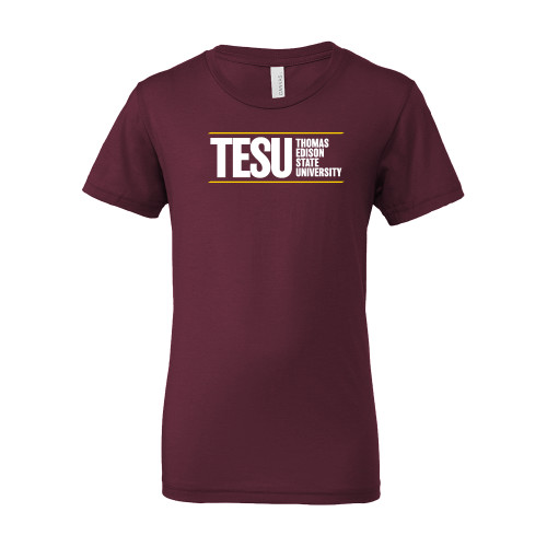  Bella + Canvas Youth Maroon Jersey T Shirt - Thomas Edison State University