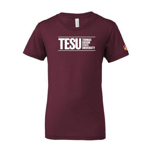  Bella + Canvas Youth Maroon Jersey T Shirt - Thomas Edison State University