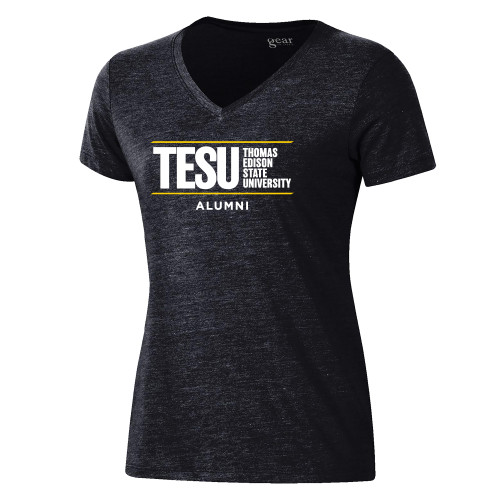  Gear Womens Black Triblend VNeck Tee - Alumni - Thomas Edison State University