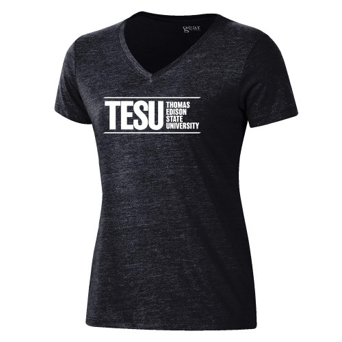  Gear Womens Black Triblend VNeck Tee - Thomas Edison State University