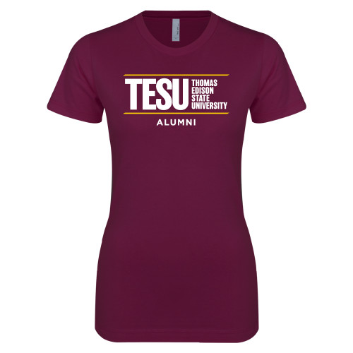  Next Level Womens Maroon Boyfriend Tee - Alumni - Thomas Edison State University