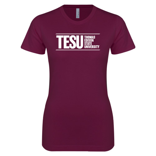 Next Level Womens Maroon Boyfriend Tee - Thomas Edison State University