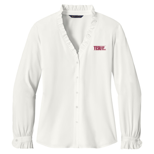  Brooks Brothers Womens Off White Long Sleeve Ruffle Collar Blouse - Thomas Edison State University