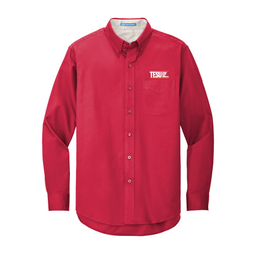  Red Twill Button Down Long Sleeve - Thomas Edison State University