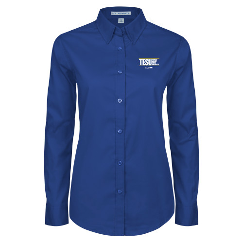  Womens Royal Twill Button Down Long Sleeve  - Thomas Edison State University - Alumni