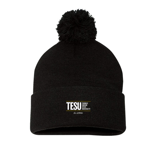  Sportsman Black Pom Pom Cuffed Beanie - Thomas Edison State University - Alumni