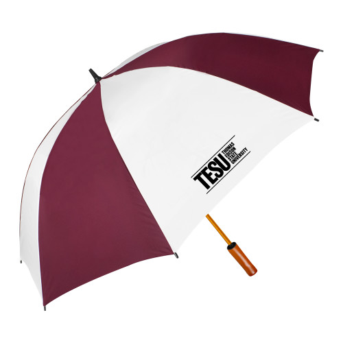  64 Inch Maroon/White Umbrella - Thomas Edison State University