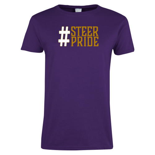  Womens Purple Short Sleeve Tee - Hashtag Steer Pride