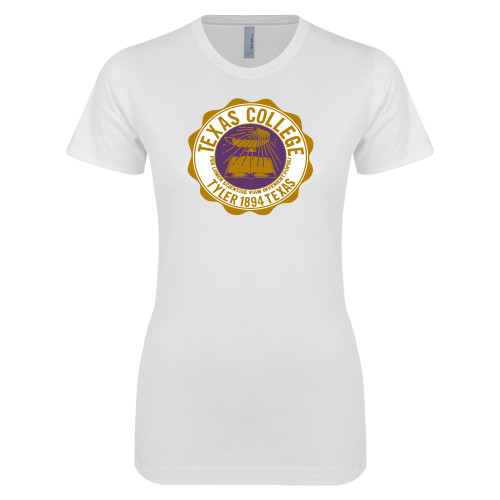  Next Level Womens White Boyfriend Tee - Seal