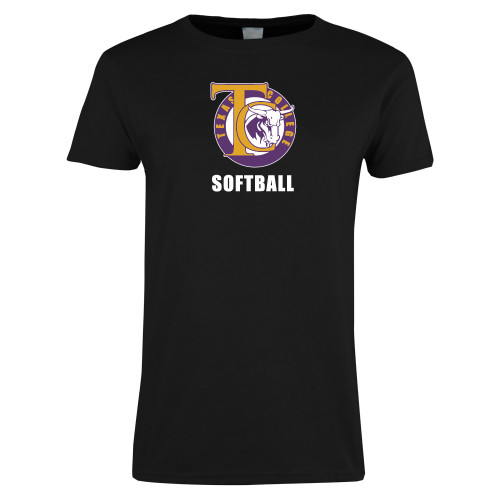  Womens Black Short Sleeve Tee - TC Softball