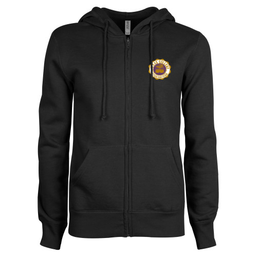  ENZA Womens Black Fleece Full Zip Hoodie - Seal