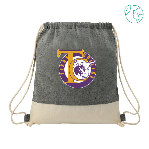  Split Recycled Cotton Natural/Black Drawstring Bag - Athletic Mark