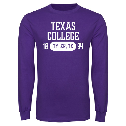  Purple Long Sleeve T Shirt - Texas College Established Date