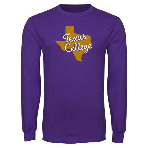  Purple Long Sleeve T Shirt - Texas College Script