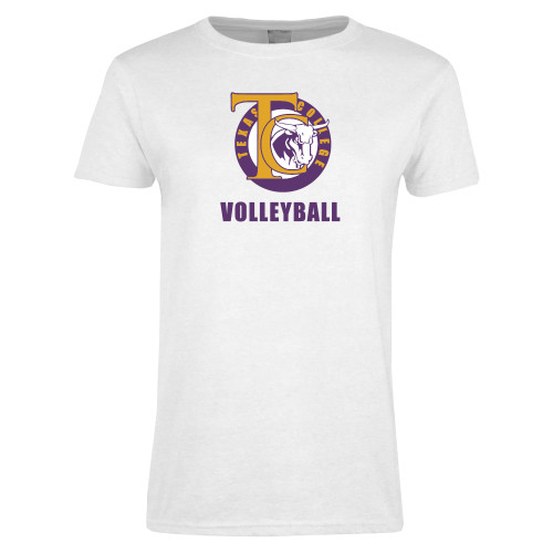  Womens White Short Sleeve Tee - TC Volleyball