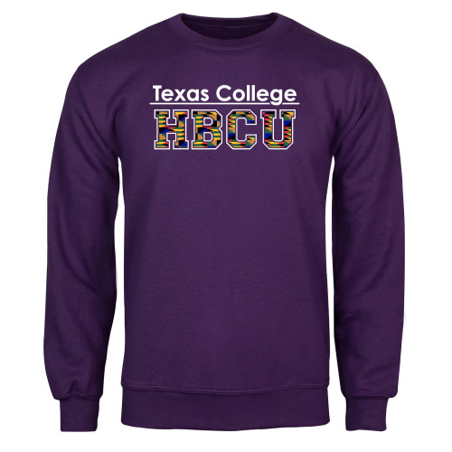  Purple Fleece Crew - TC HBCU Kente Pattern