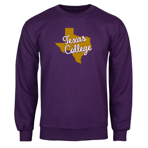 Purple Fleece Crew - Texas College Script