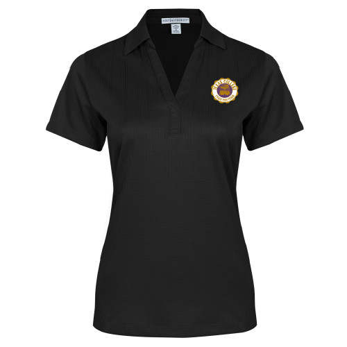  Womens Black Performance Fine Jacquard Polo - Seal