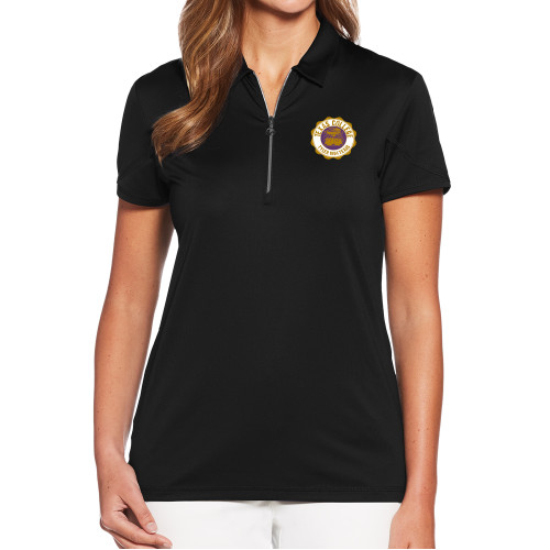  Callaway Womens Black Tulip Sleeve Zip Polo - Seal