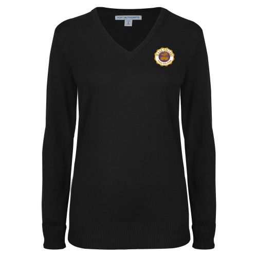  Womens Black VNeck Sweater - Seal