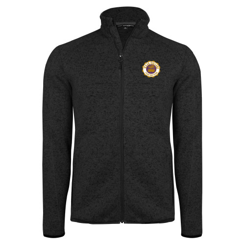 Black Heather  Sweater Fleece Jacket - Seal