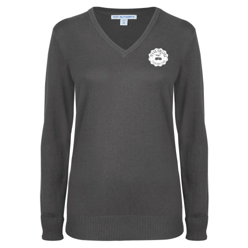  Womens Charcoal Heather VNeck Sweater - Seal