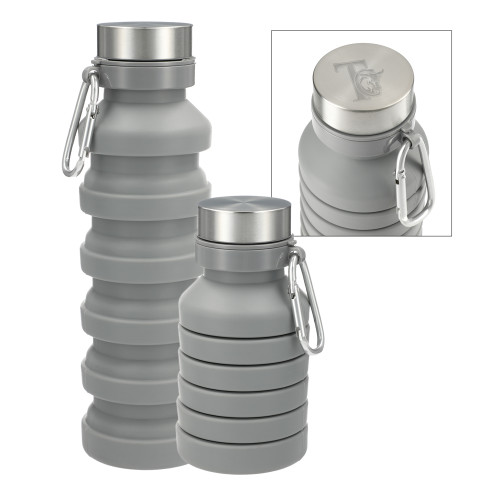  Zigoo Silicone Collapsible Grey Bottle 18oz - TC Engraved