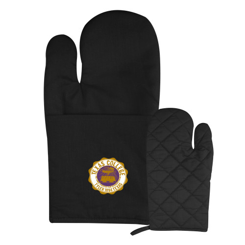  Quilted Canvas Black Oven Mitt - Seal