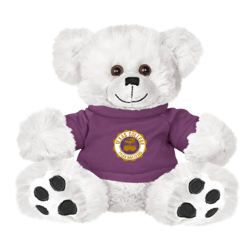  Plush Big Paw 8 1/2 inch White Bear w/Purple Shirt - Seal