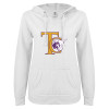 Thumbnail image for  ENZA Womens White V Notch Raw Edge Fleece Hoodie