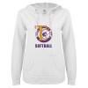 Thumbnail image for  ENZA Womens White V Notch Raw Edge Fleece Hoodie