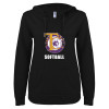 Thumbnail image for  ENZA Womens Black V Notch Raw Edge Fleece Hoodie