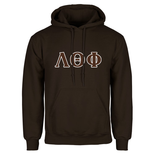Brown Fleece Hoodie-Greek Letters