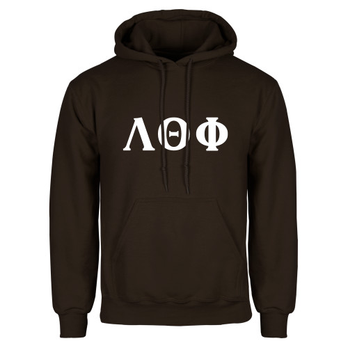 Brown Fleece Hoodie-Greek Letters