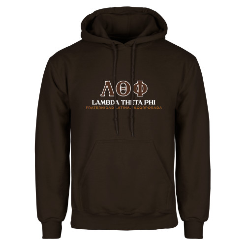 Brown Fleece Hoodie-Greek Letters Fraternity Name Spanish