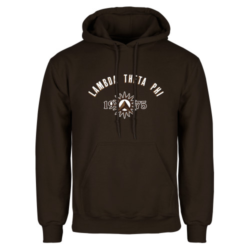 Brown Fleece Hoodie-Lambda Theta Phi Arched