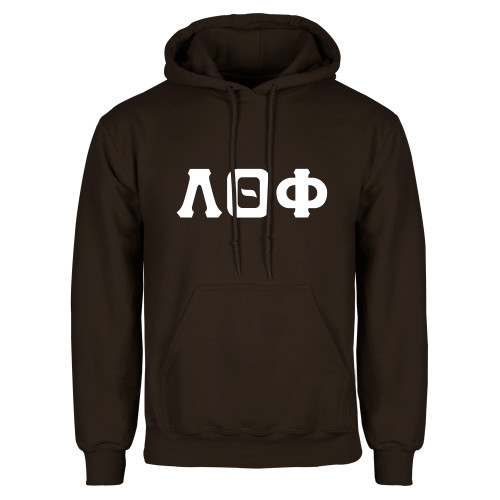 Brown Fleece Hoodie-Traditonal Greek Letters