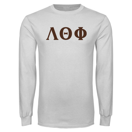 White Long Sleeve T Shirt-Greek Letters