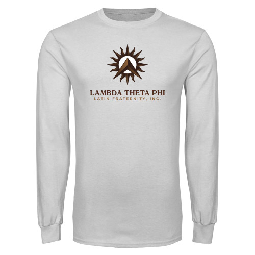 White Long Sleeve T Shirt-Sol with Fraternity Name Vertical